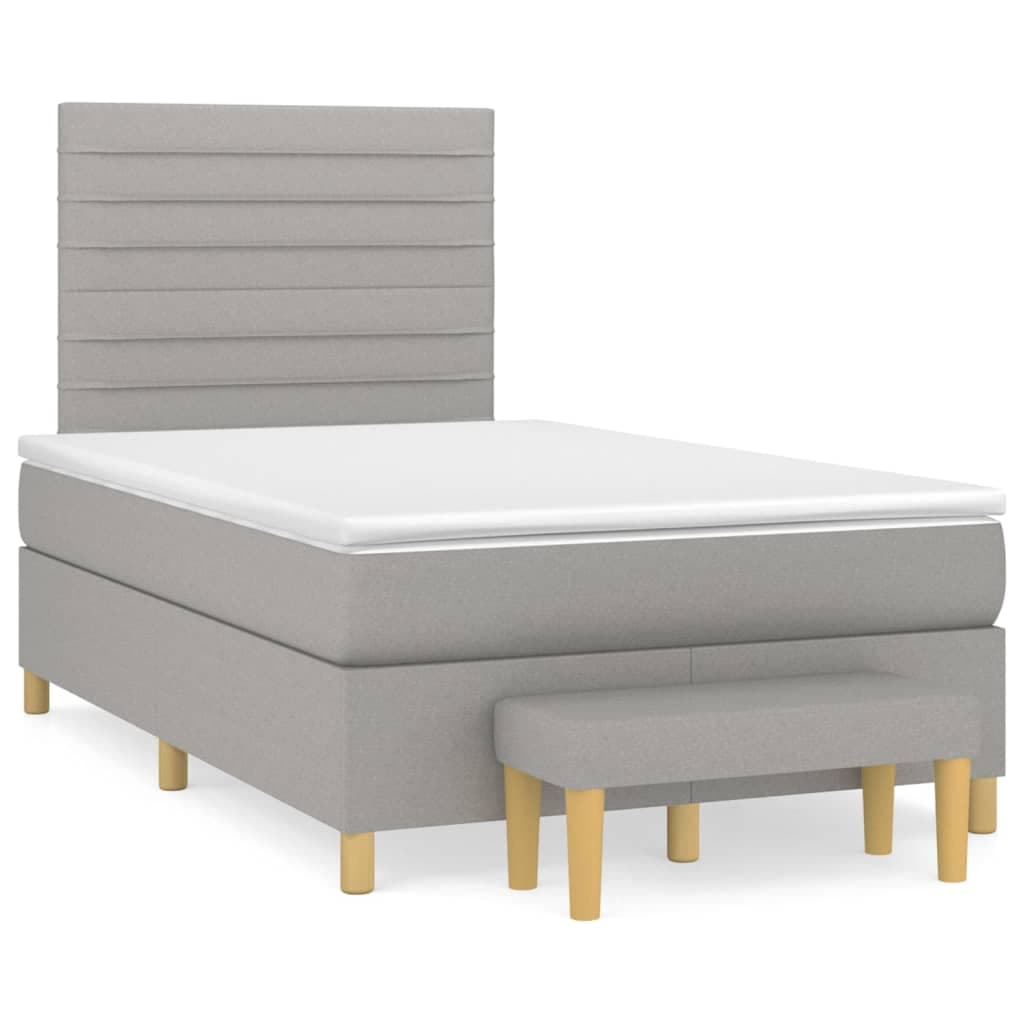 vidaXL Cama com molas/colchão 120x200 cm tecido cinza-claro