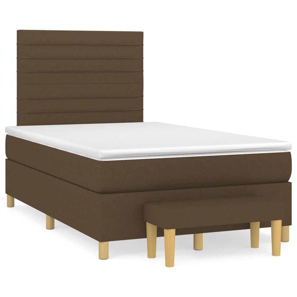 vidaXL Cama com molas/colchão 120x200 cm tecido castanho-escuro