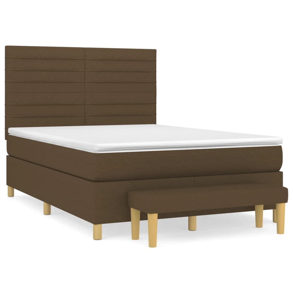 vidaXL Cama com molas/colchão 140x200 cm tecido castanho-escuro