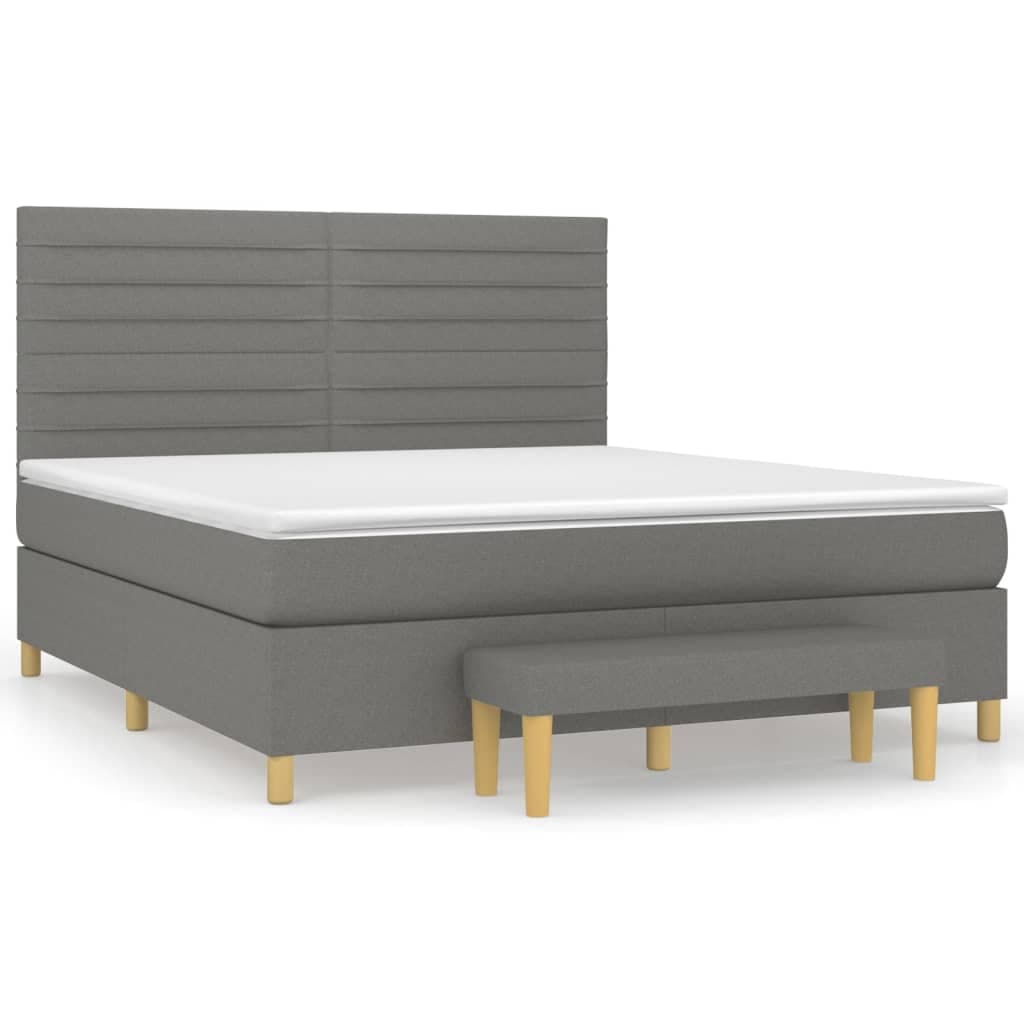 vidaXL Cama com molas/colchão 160x200 cm tecido cinzento-escuro
