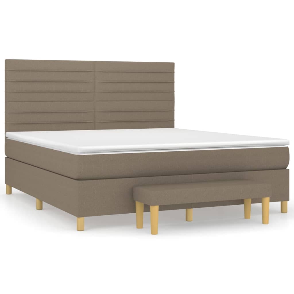 vidaXL Cama com molas/colchão 180x200 cm tecido castanho-acinzentado