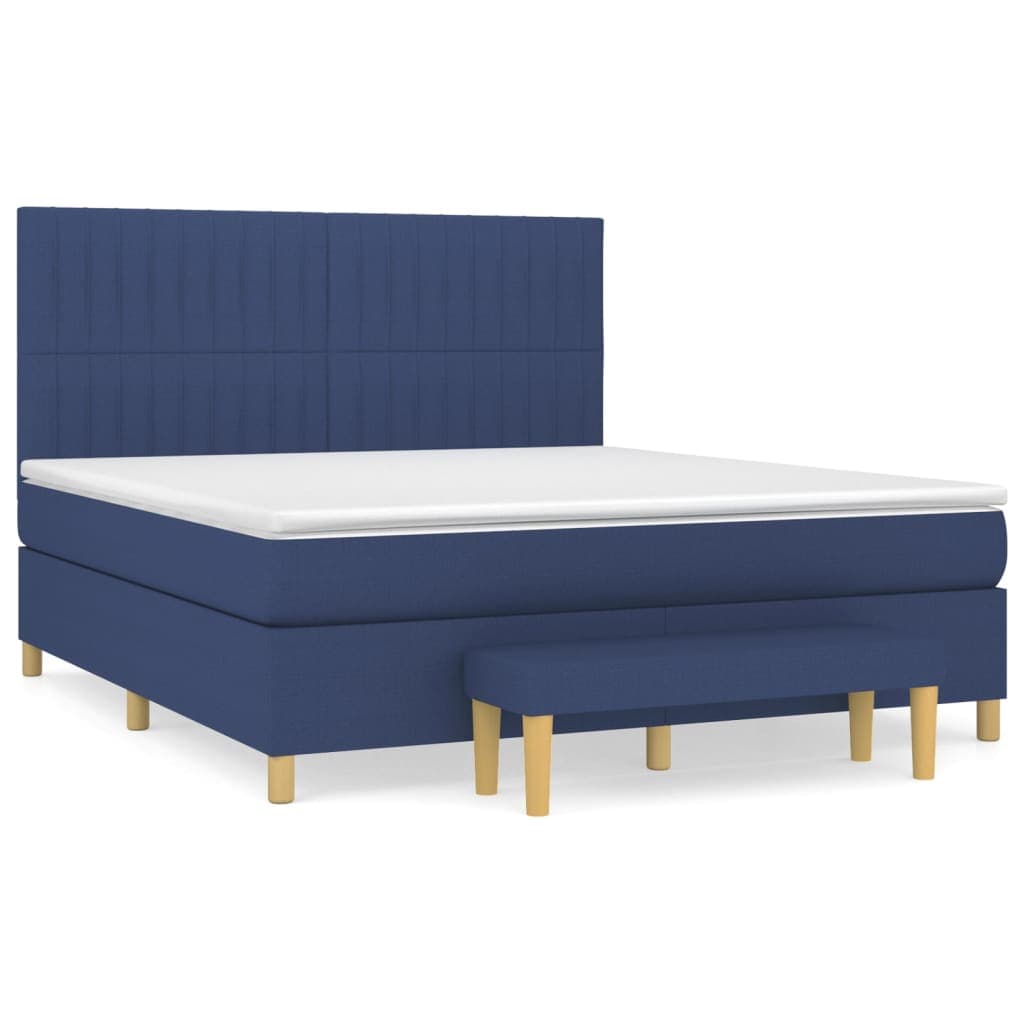 vidaXL Cama com molas/colchão 160x200 cm tecido azul