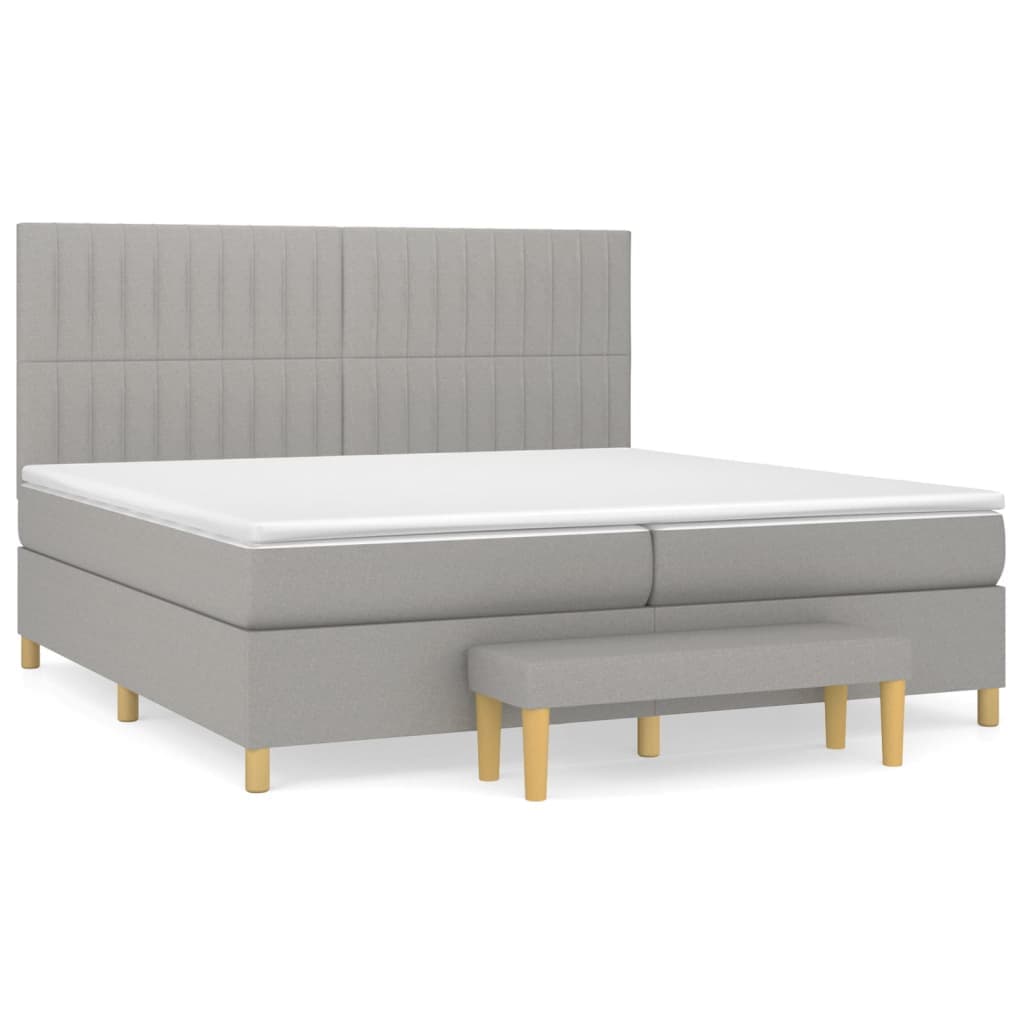 vidaXL Cama com molas/colchão 200x200 cm tecido cinza-claro