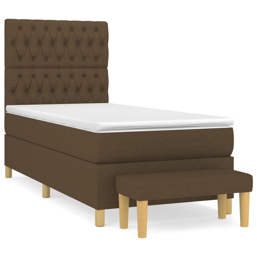 vidaXL Cama com Molas/colchão 100x200 cm Tecido Castanho-escuro - 3861416701