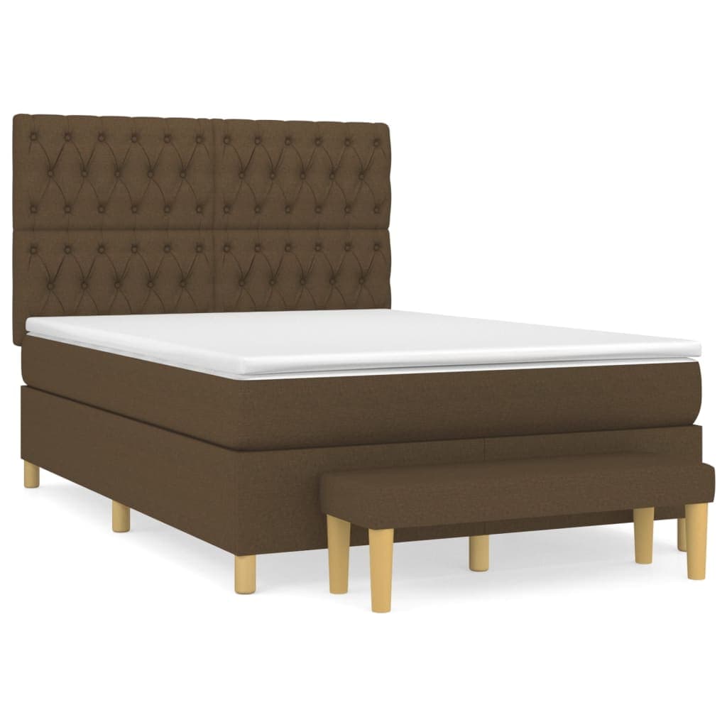 vidaXL Cama com Molas/colchão 140x190 cm Tecido Castanho-escuro - 2143708010