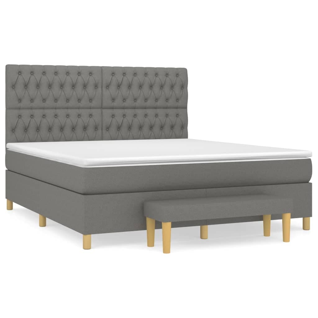 vidaXL Cama com molas/colchão 180x200 cm tecido cinzento-escuro