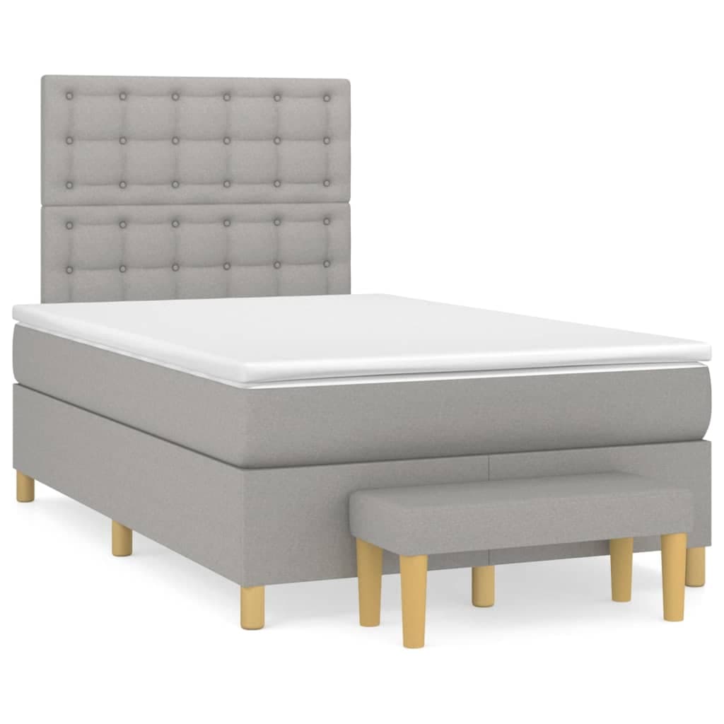 vidaXL Cama com molas/colchão 120x200 cm tecido cinza-claro