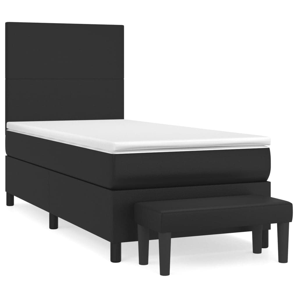 vidaXL Cama com Molas/colchão 90x200 cm Couro Artificial Preto - 28743593