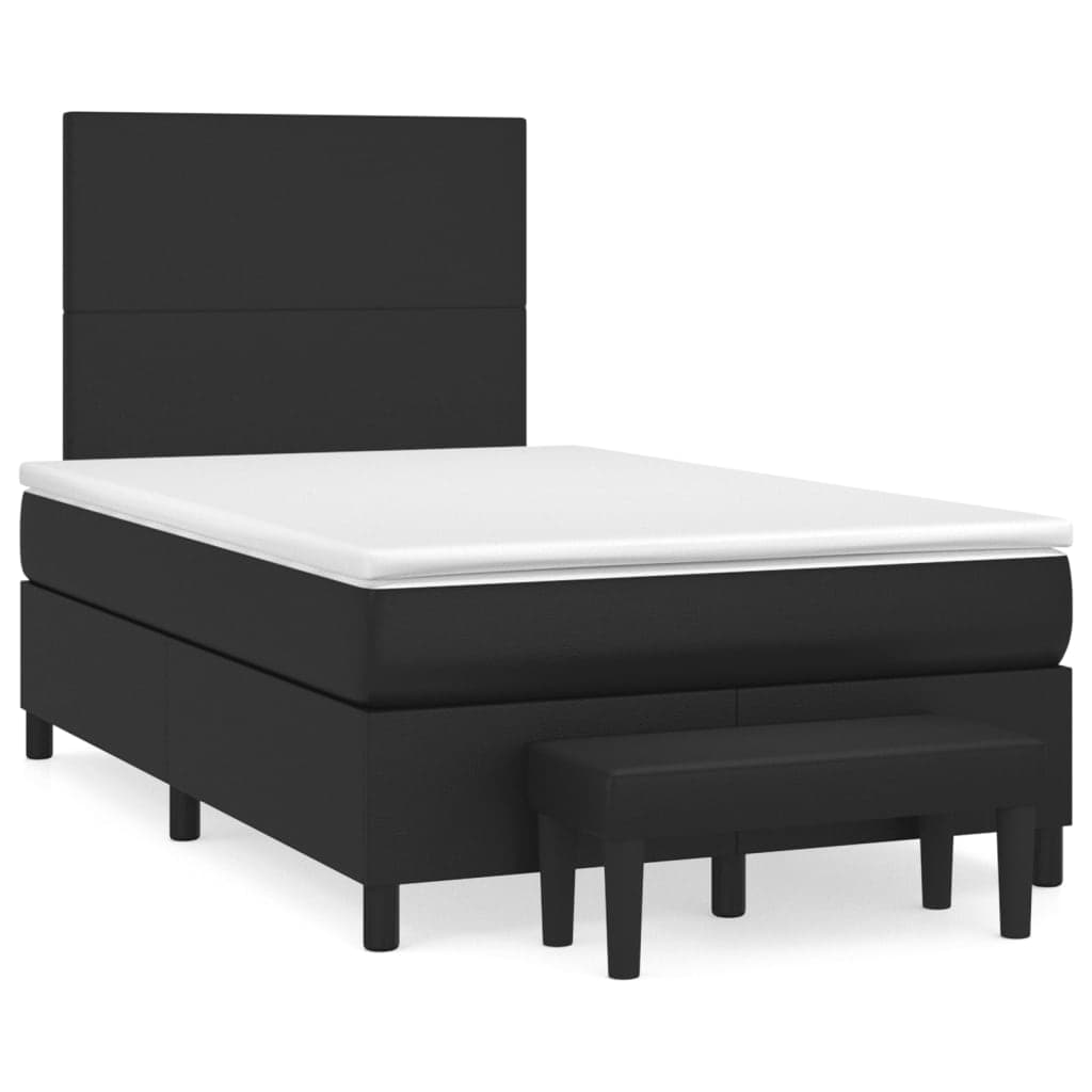 vidaXL Cama com molas/colchão 120x200 cm couro artificial preto