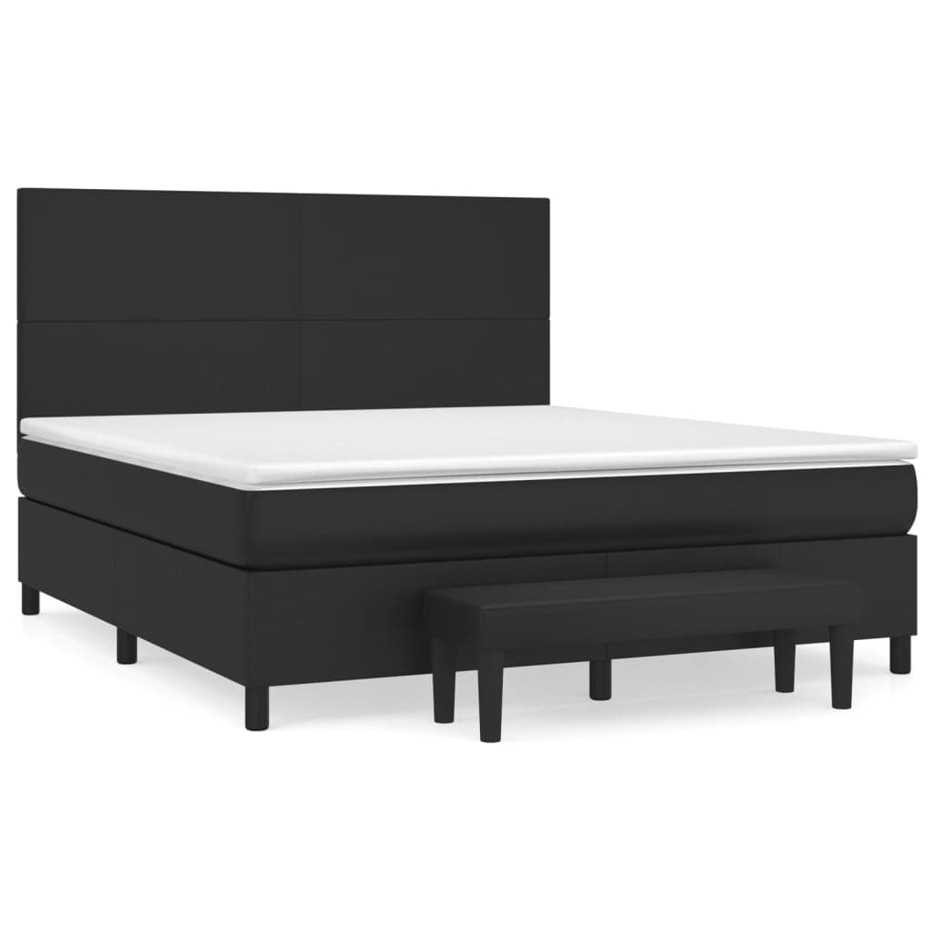 vidaXL Cama com molas/colchão 160x200 cm couro artificial preto