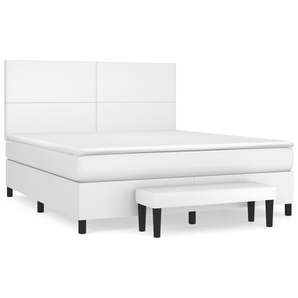 vidaXL Cama com Molas/colchão 180x200 cm Couro Artificial Branco - 925612490