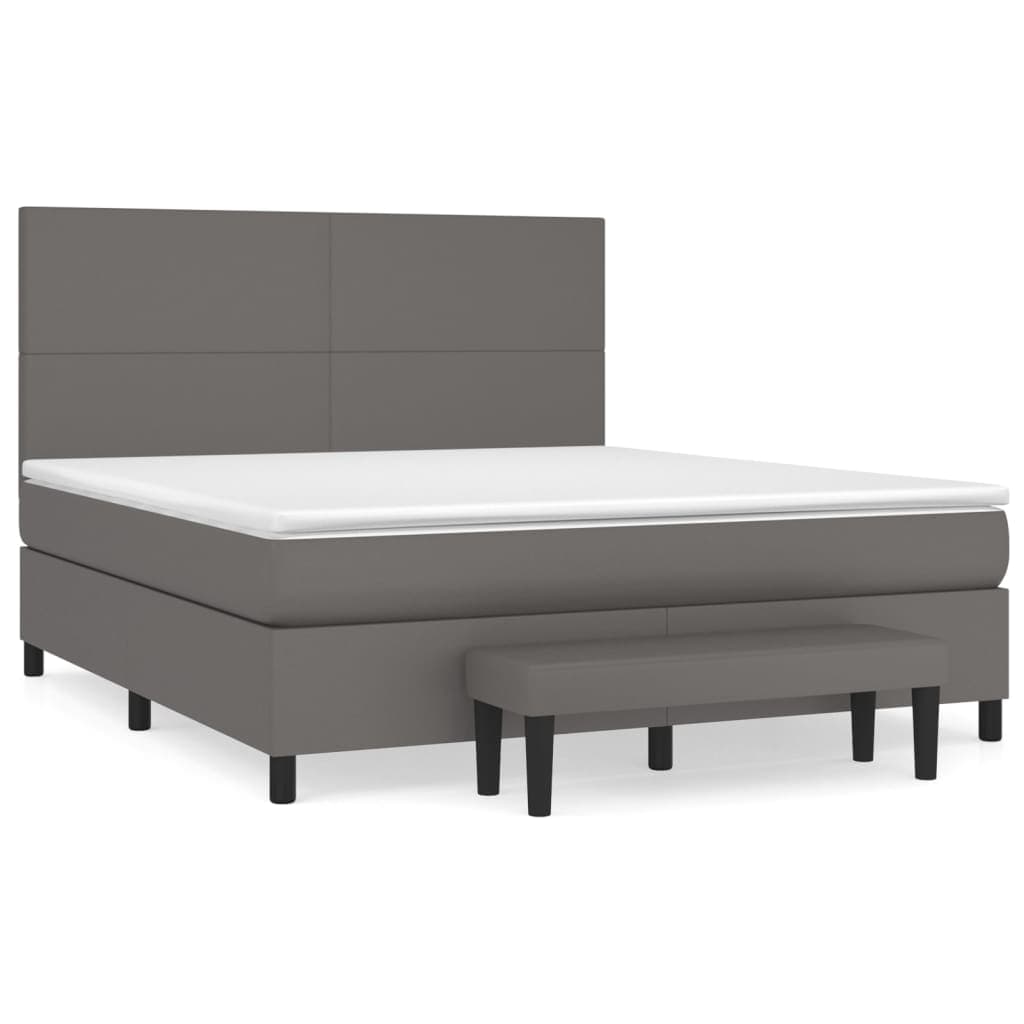 vidaXL Cama com molas/colchão 180x200 cm couro artificial cinza
