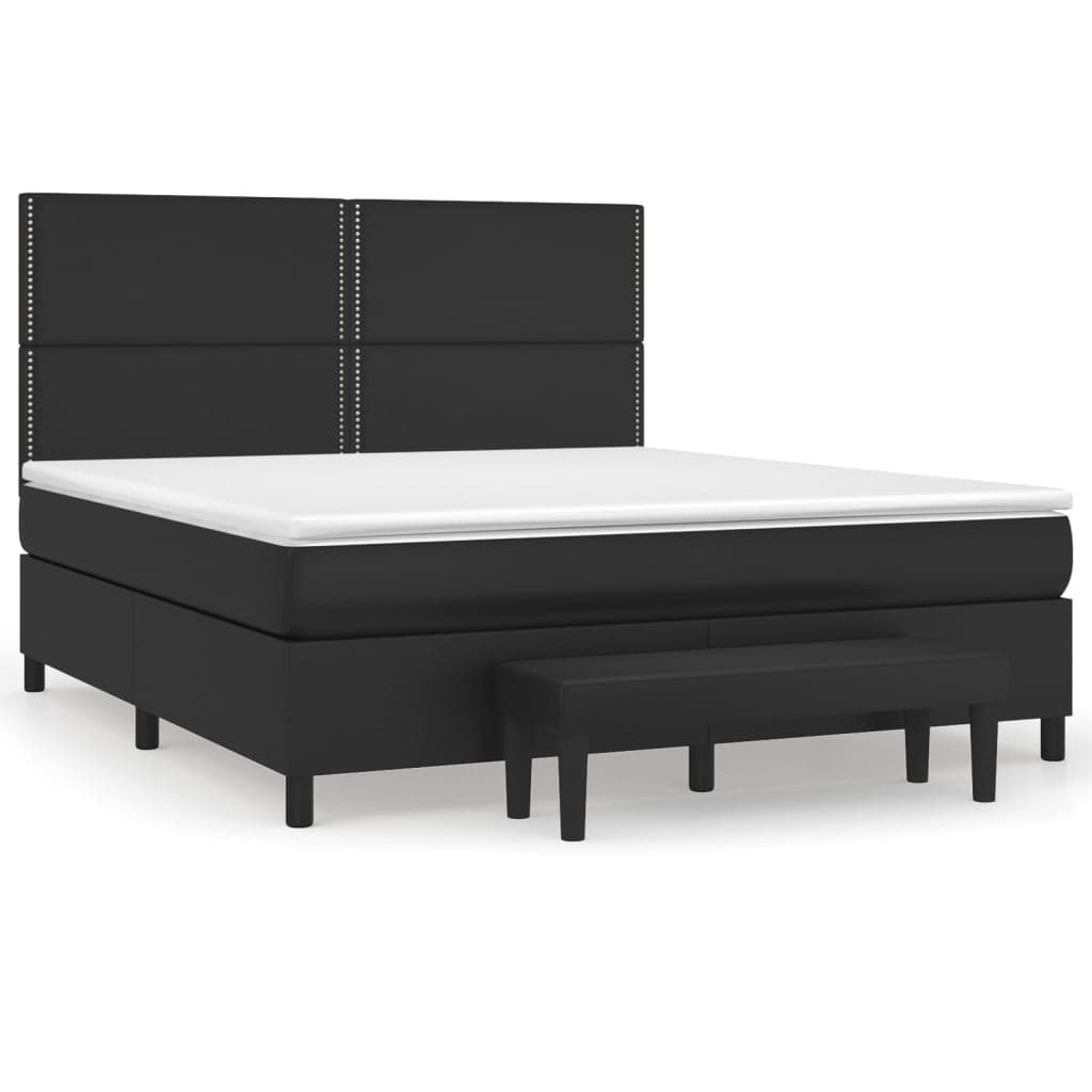 vidaXL Cama com molas/colchão 180x200 cm couro artificial preto