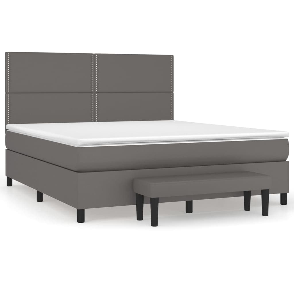 vidaXL Cama com molas/colchão 180x200 cm couro artificial cinza