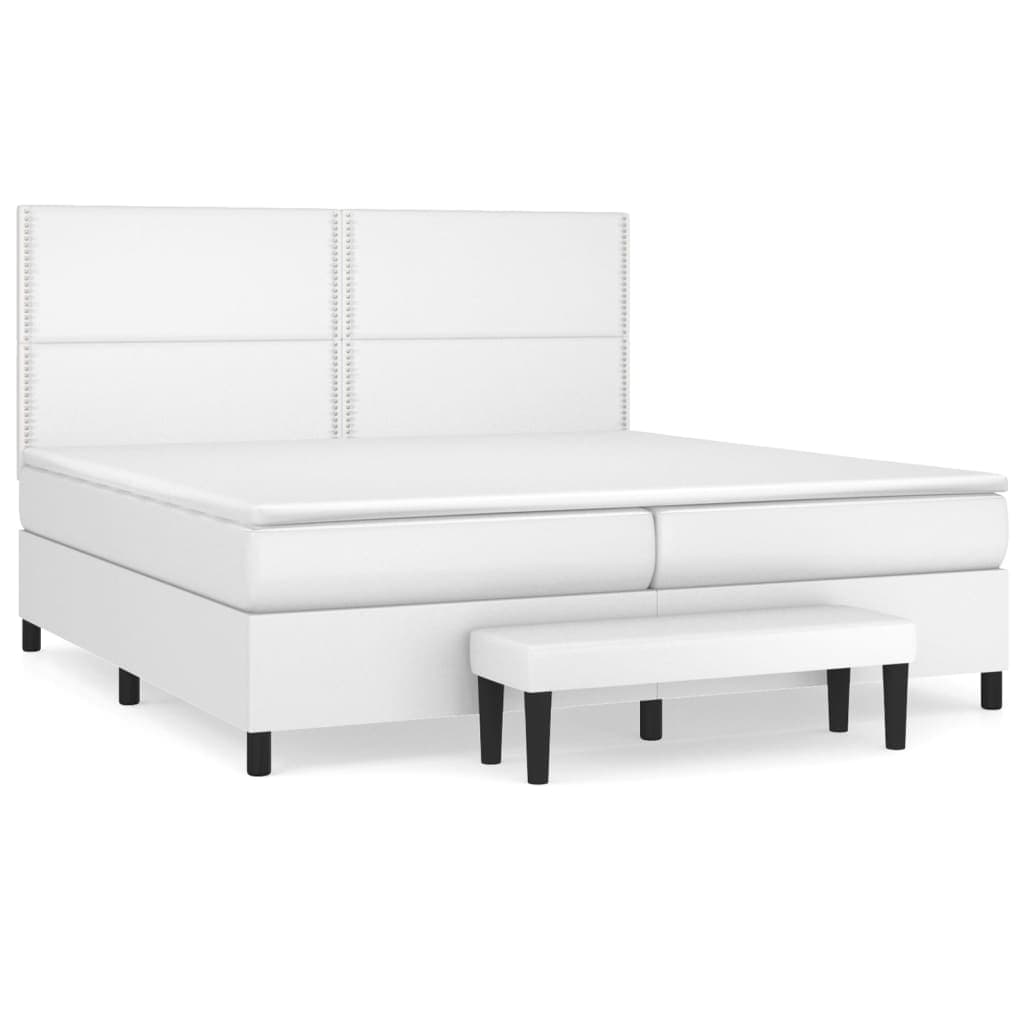 vidaXL Cama com molas/colchão 200x200 cm couro artificial branco
