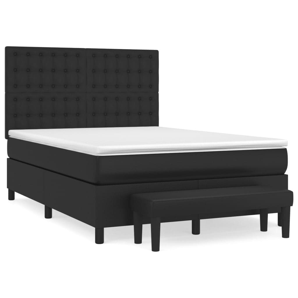 vidaXL Cama com Molas/colchão 140x190 cm Couro Artificial Preto - 1114257157