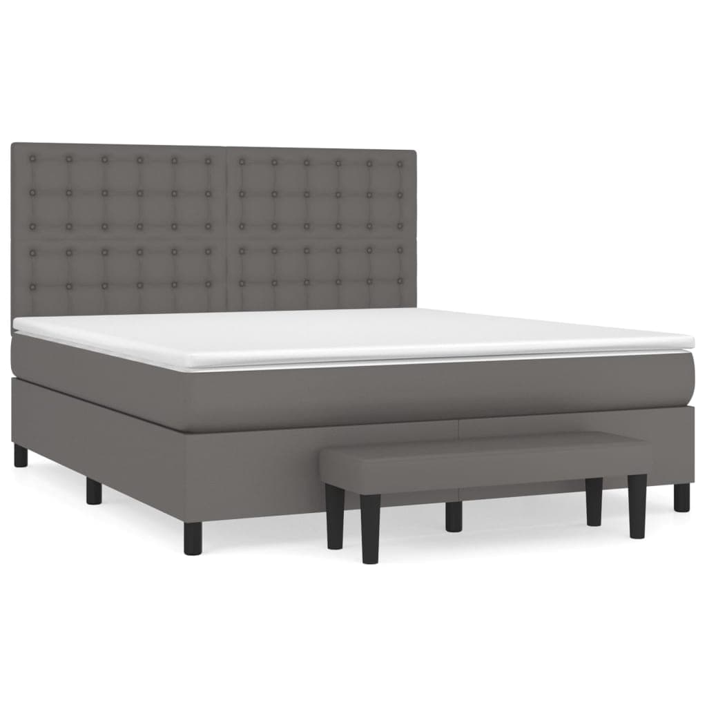 vidaXL Cama com Molas/colchão 160x200 cm Couro Artificial Cinzento - 2045385132