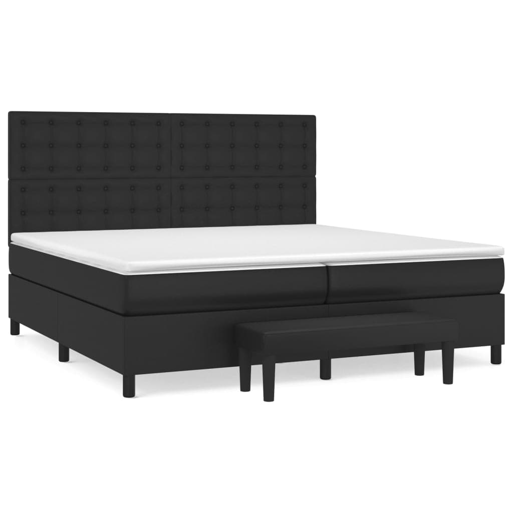 vidaXL Cama com Molas/colchão 200x200 cm Couro Artificial Preto - 387031126