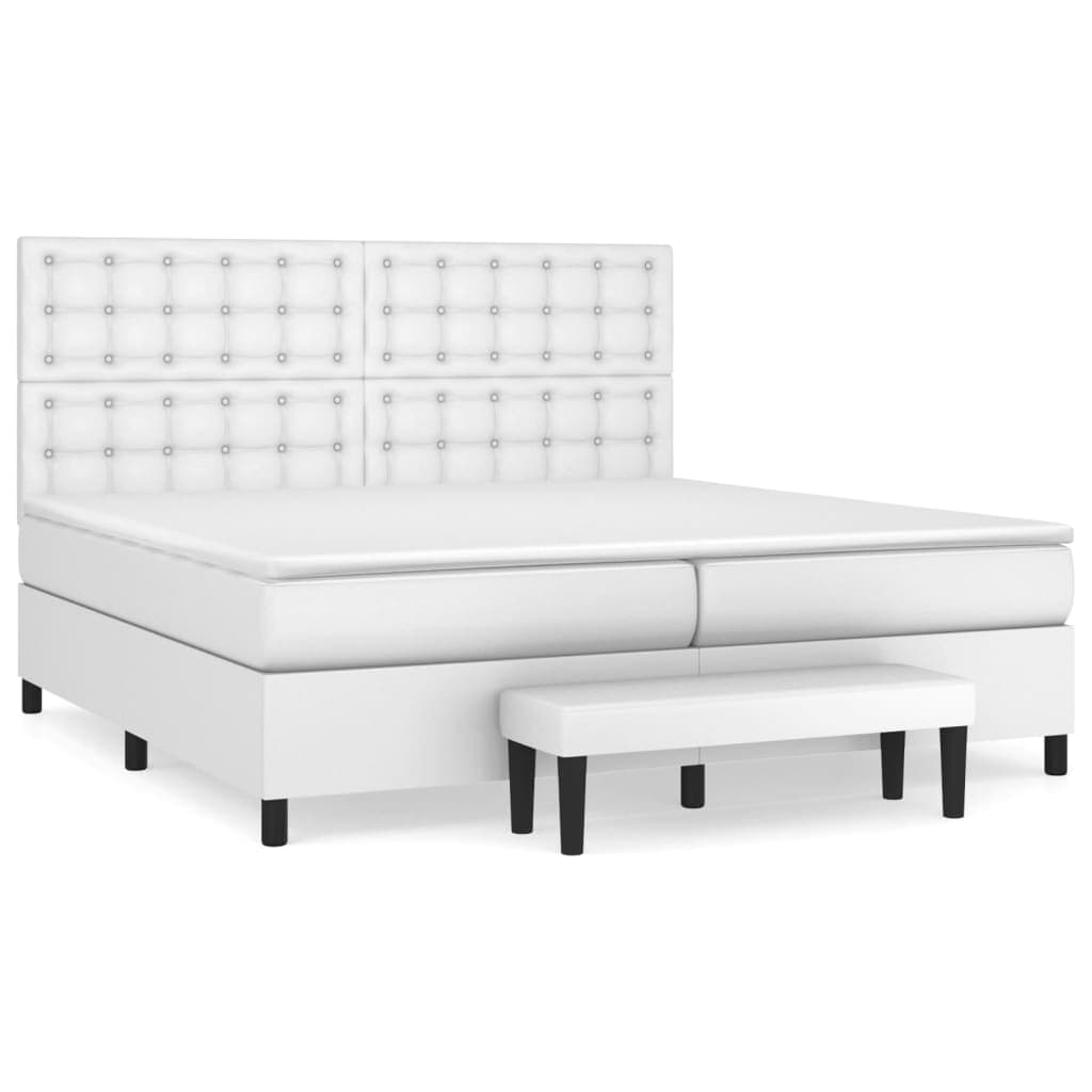 vidaXL Cama com molas/colchão 200x200 cm couro artificial branco