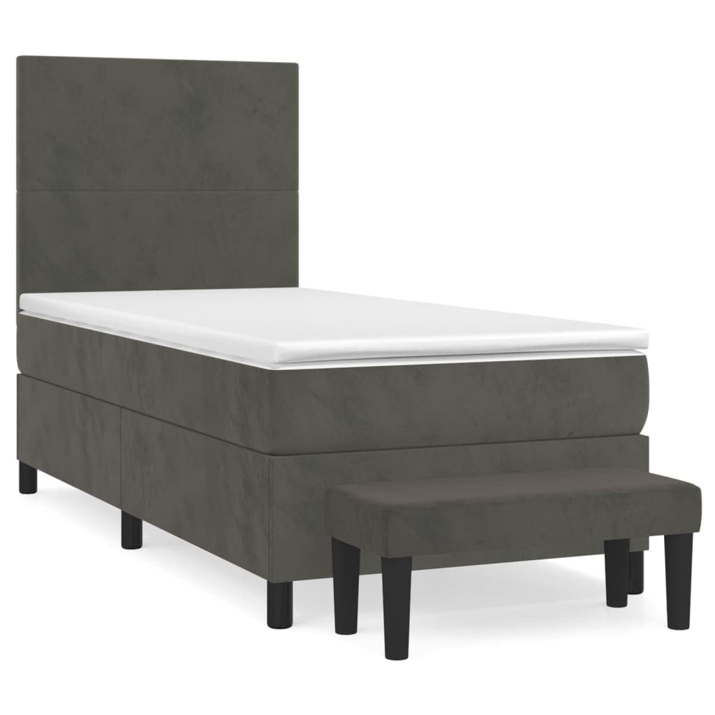 vidaXL Cama com Molas/colchão 100x200 cm Veludo Cinza-escuro - 1238931937