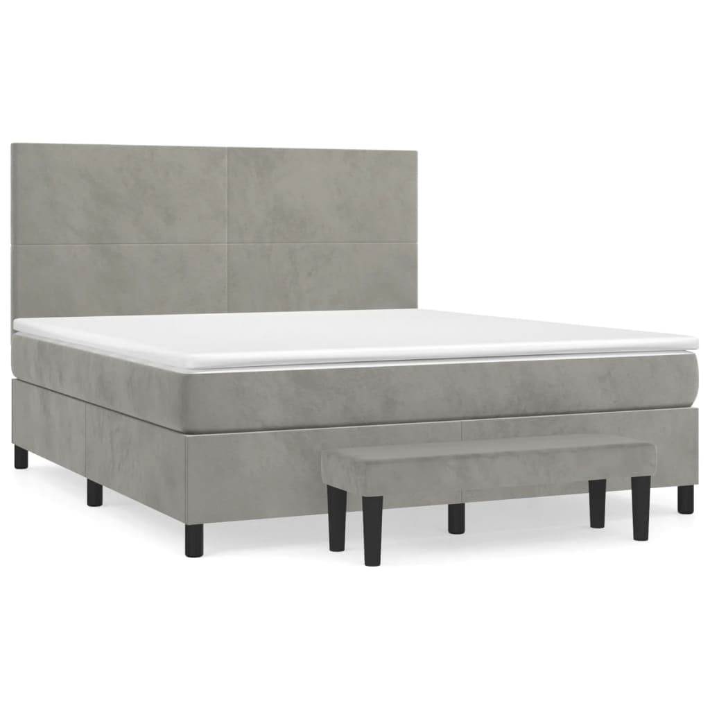 vidaXL Cama com molas/colchão 180x200 cm veludo cinzento-claro