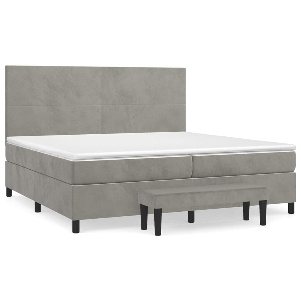 Cama com Molas/colchão 200x200 cm Veludo Cinzento-claro - 3137743