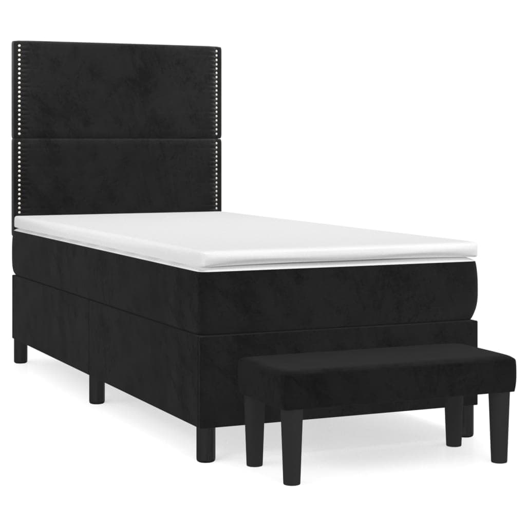 vidaXL Cama com molas/colchão 90x200 cm veludo preto