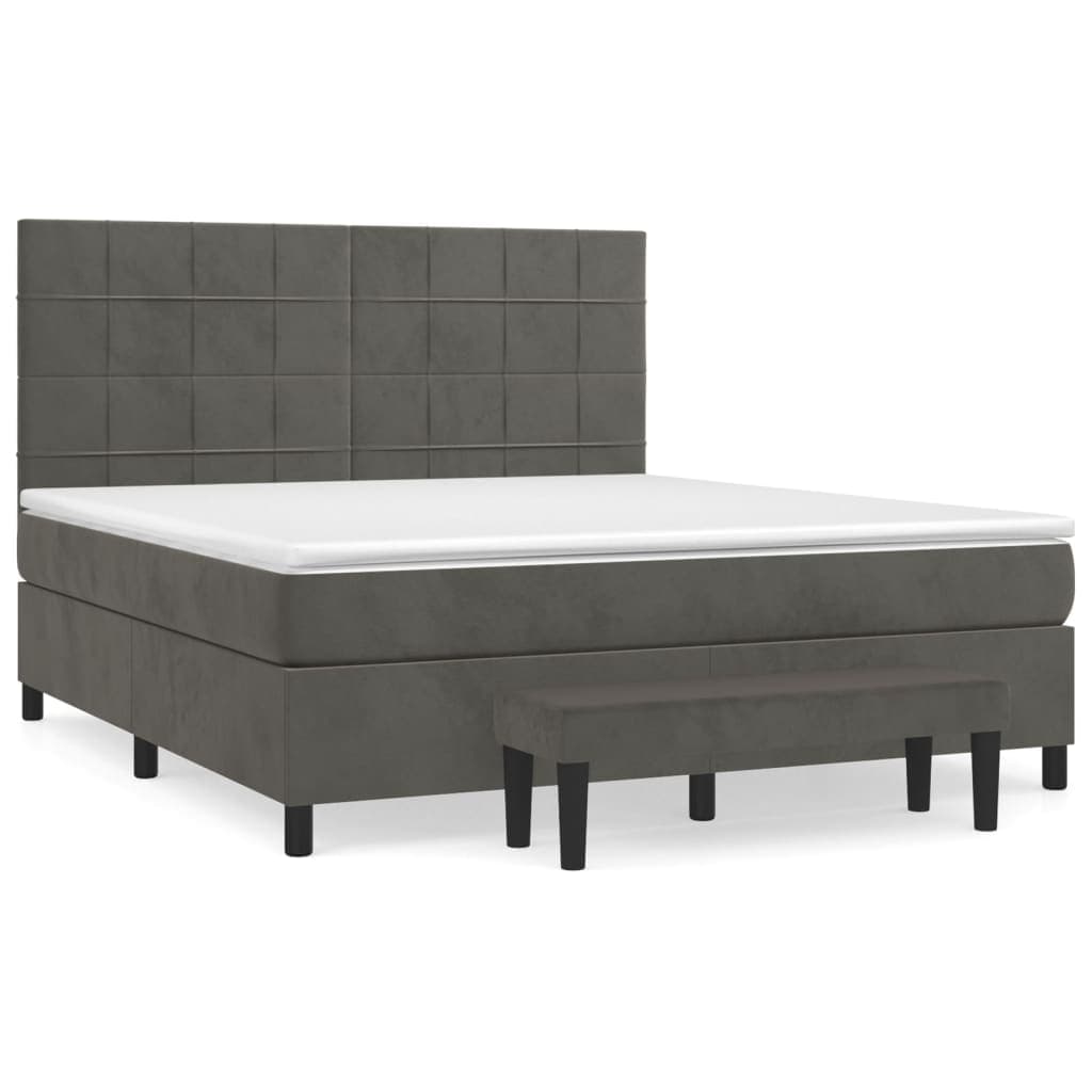 vidaXL Cama com molas/colchão 160x200 cm veludo cinzento-escuro