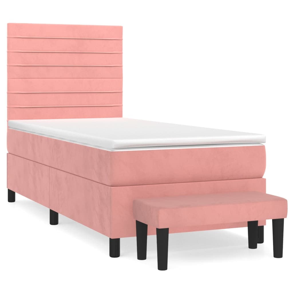 vidaXL Cama com molas/colchão 90x190 cm veludo rosa