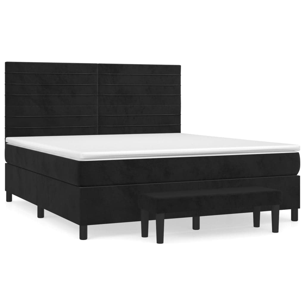 vidaXL Cama com Molas/colchão 160x200 cm Veludo Preto - 3448724514
