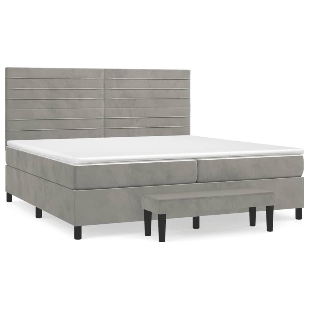 vidaXL Cama com molas/colchão 200x200 cm veludo cinzento-claro