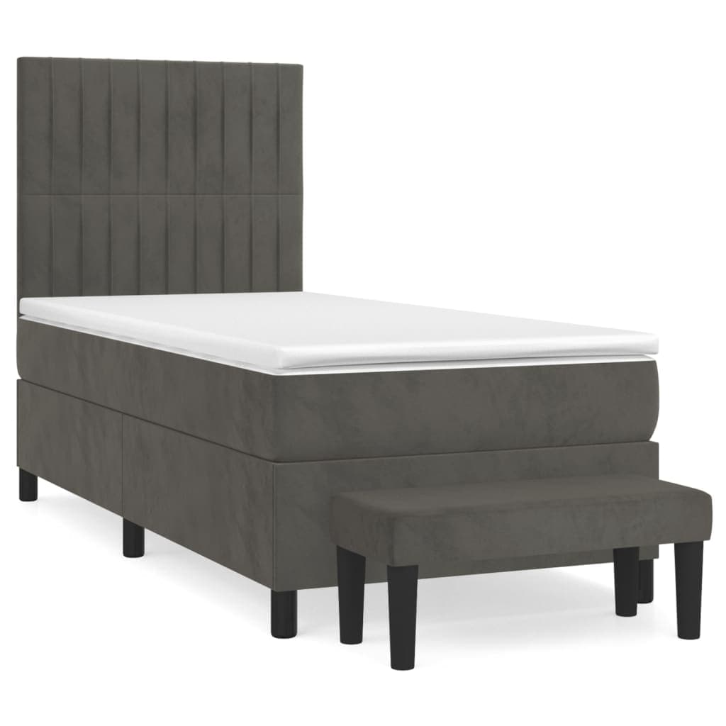 vidaXL Cama com Molas/colchão 80x200 cm Veludo Cinza-escuro - 1722838810