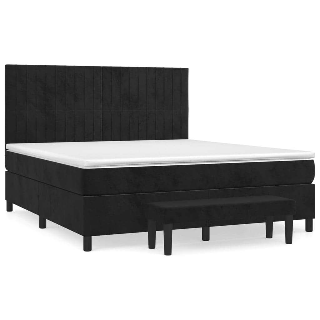 vidaXL Cama com molas/colchão 180x200 cm veludo preto