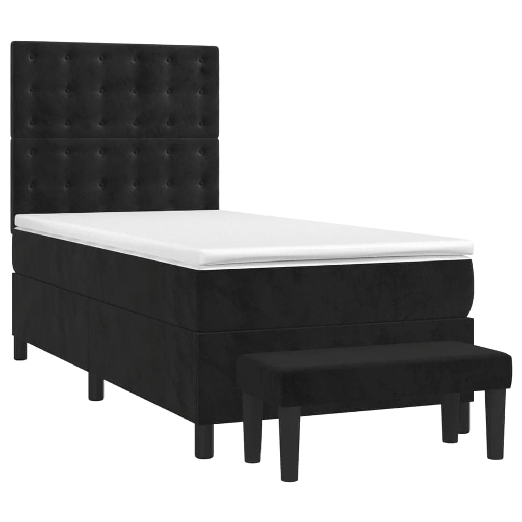 vidaXL Cama com molas/colchão 90x200 cm veludo preto