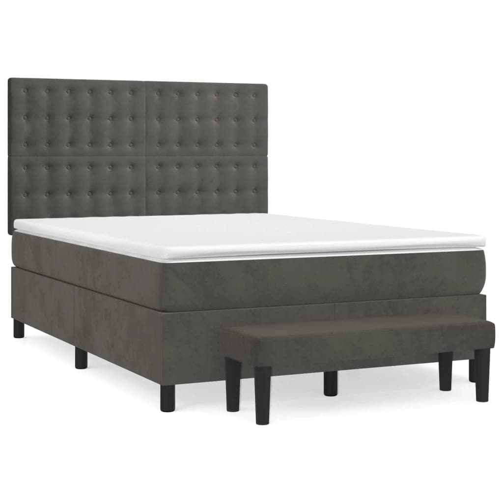 vidaXL Cama com molas/colchão 140x200 cm veludo cinzento-escuro
