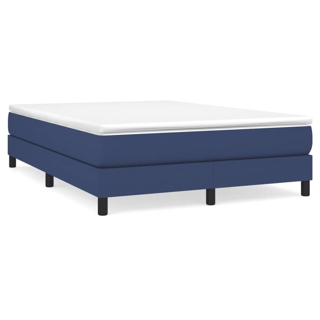 vidaXL Cama com molas/colchão 140x190 cm tecido azul