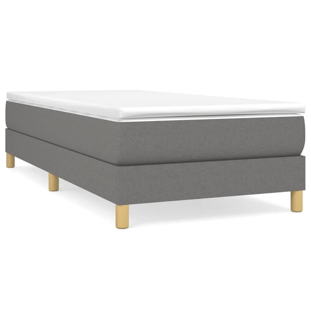 vidaXL Cama com molas/colchão 90x200 cm tecido cinzento-escuro