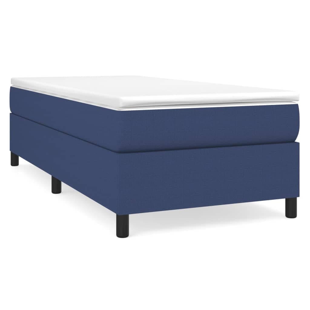 vidaXL Cama com molas/colchão 90x200 cm tecido azul