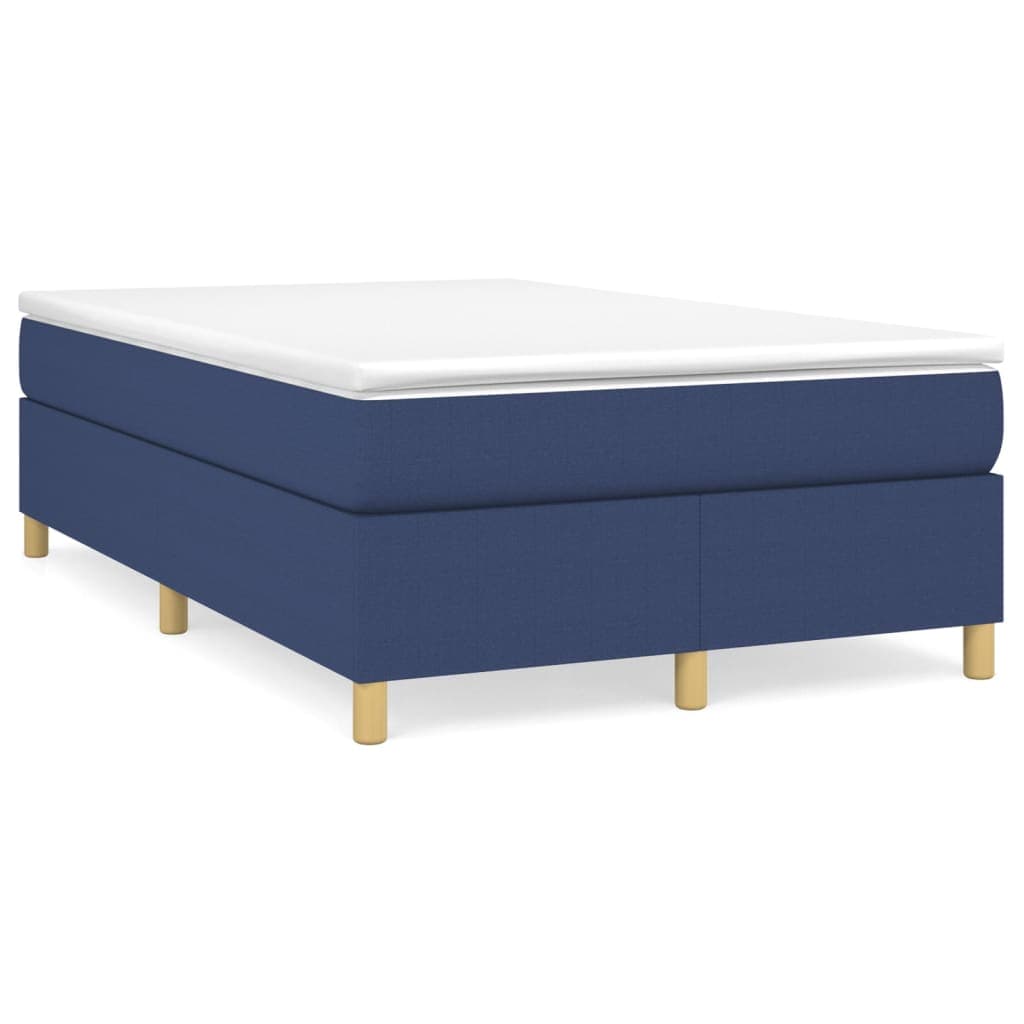 vidaXL Cama com molas/colchão 120x200 cm tecido azul