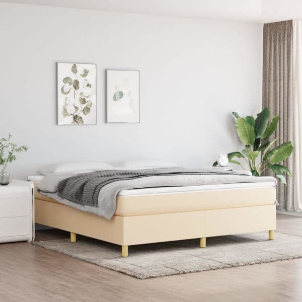 vidaXL Cama com Molas/colchão 180x200 cm Tecido Cor Creme - 427238141