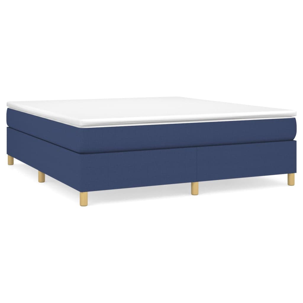 vidaXL Cama com molas/colchão 180x200 cm tecido azul