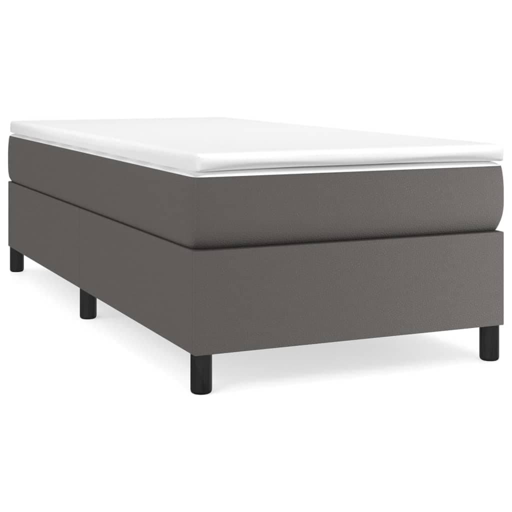 vidaXL Cama com molas/colchão 80x200 cm couro artificial cinza
