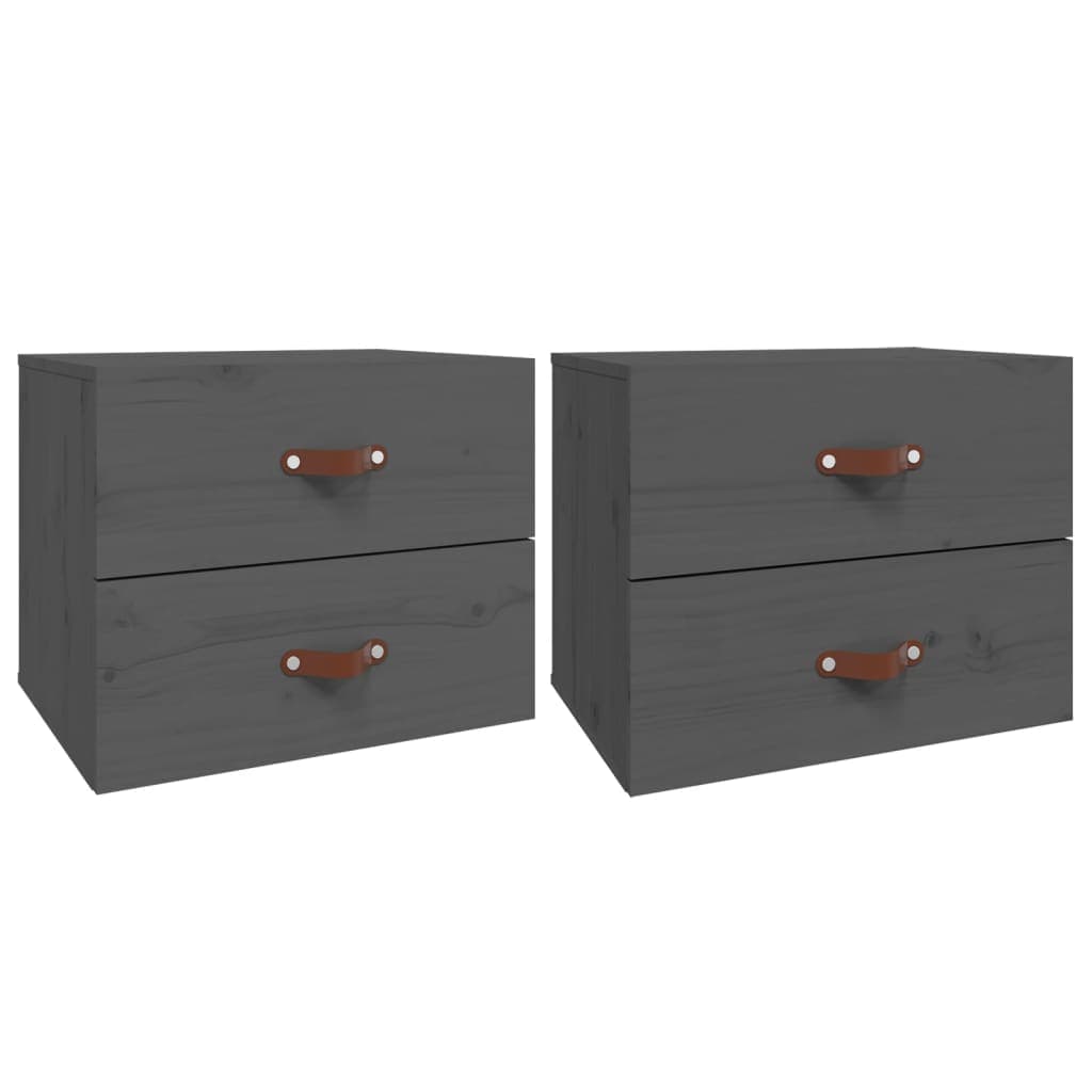 vidaXL Mesas de cabeceira de parede 2 pcs 50x36x40 cm cinzento