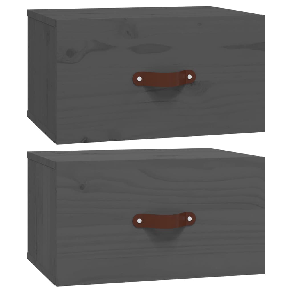 vidaXL Mesas de cabeceira de parede 2 pcs 40x29,5x22 cm cinzento