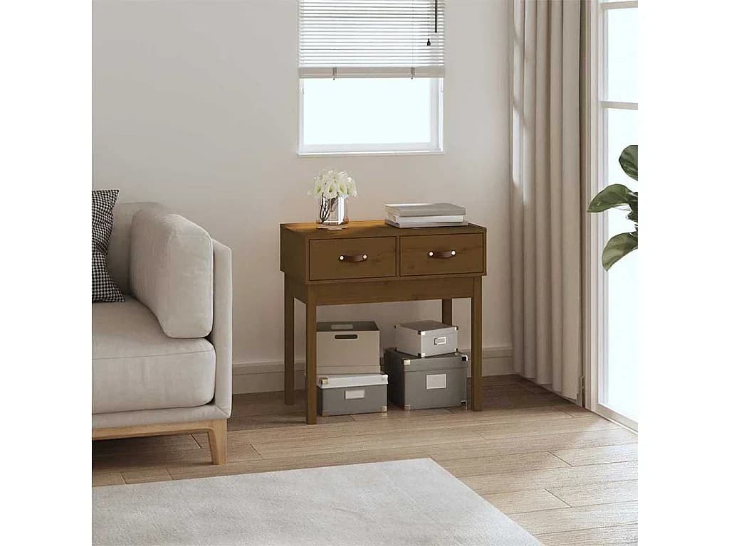 Mesa consola 76,5x40x75 cm madeira de pinho maciça castanho mel