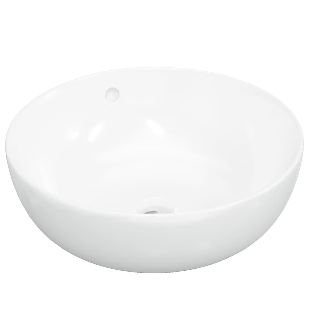vidaXL Lavatório redondo 44x17 cm cerâmica branco