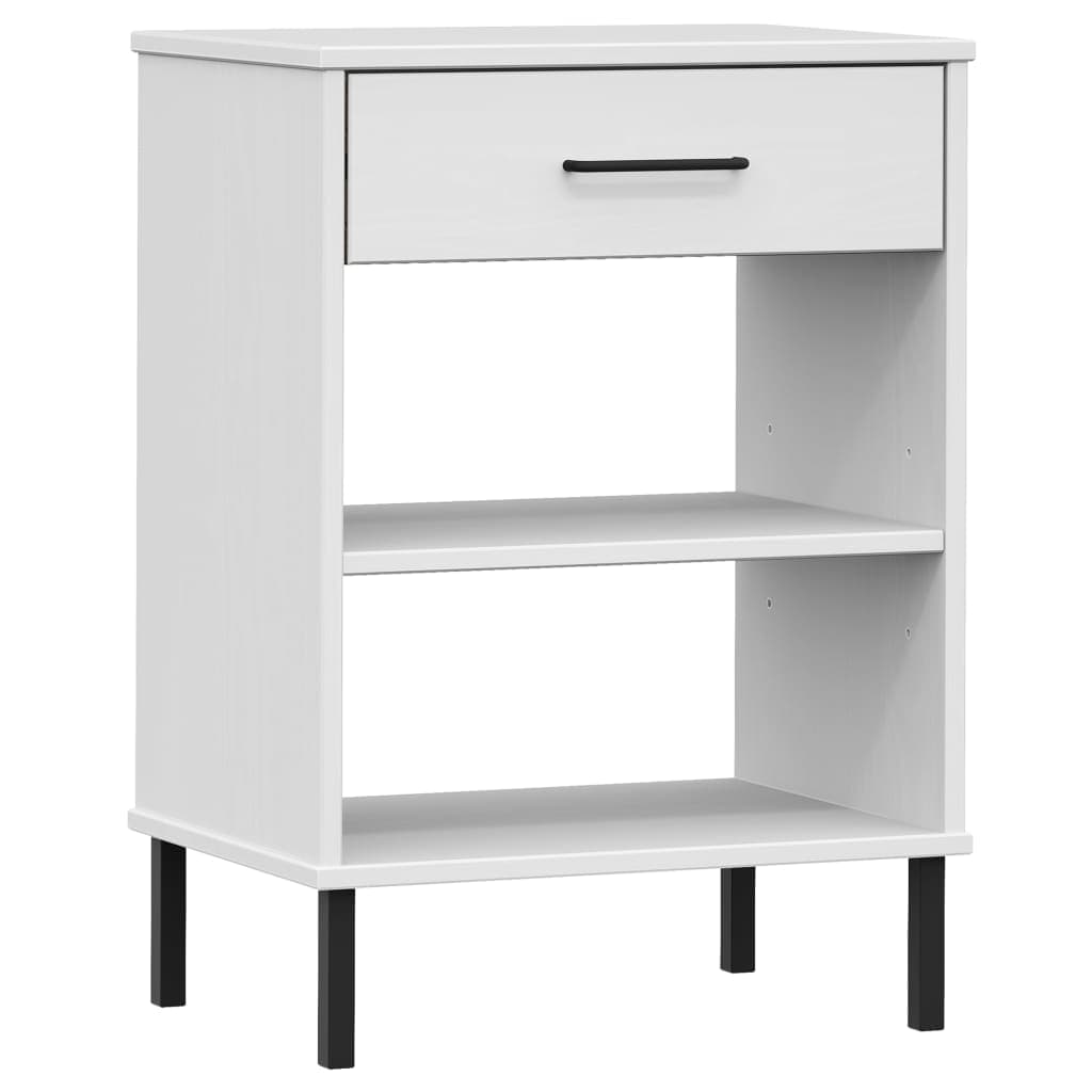 vidaXL Móvel consola c/ pernas de metal pinho maciço OSLO branco