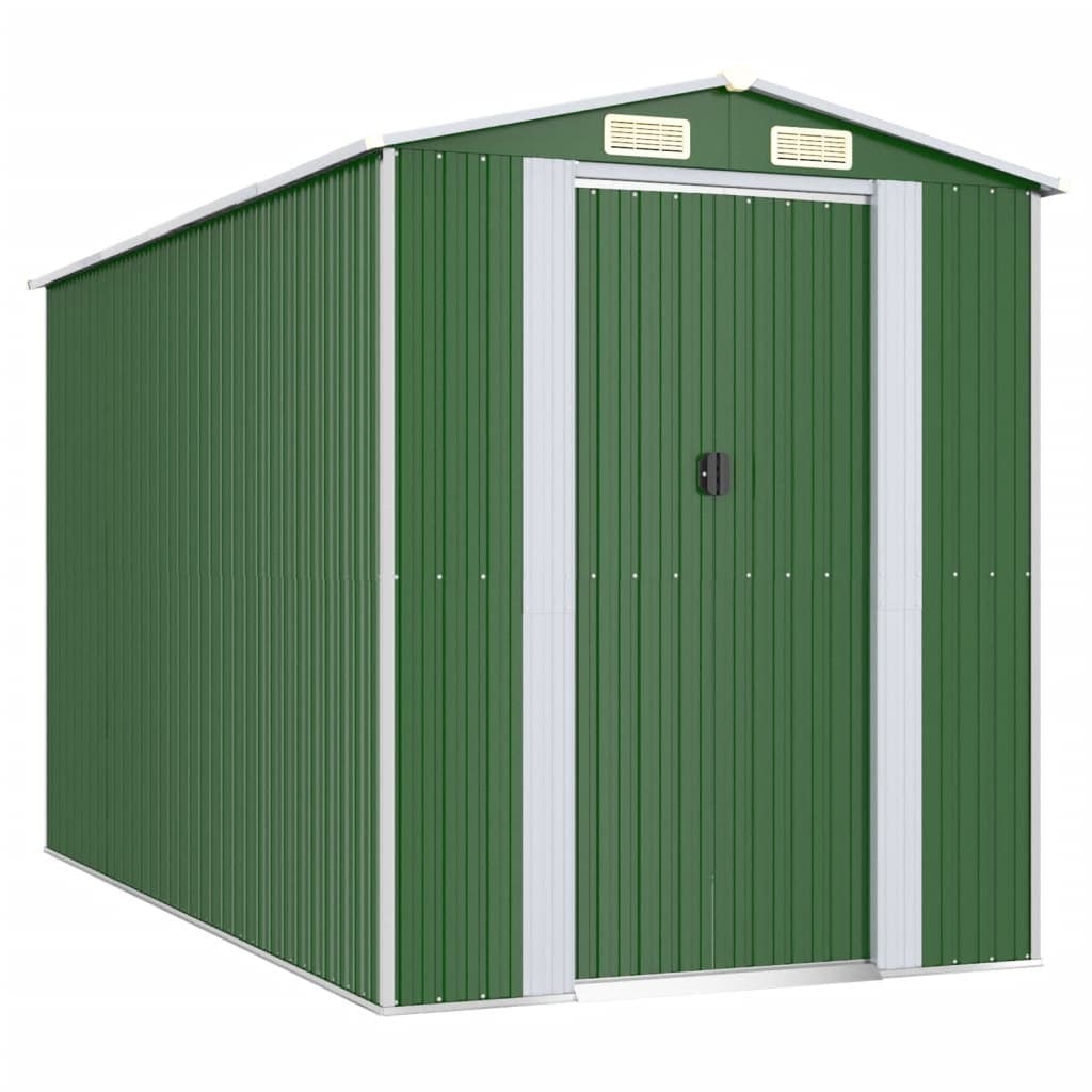 vidaXL Abrigo de jardim 192x357x223 cm aço galvanizado verde