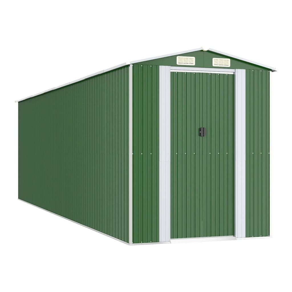 vidaXL Abrigo de jardim 192x689x223 cm aço galvanizado verde