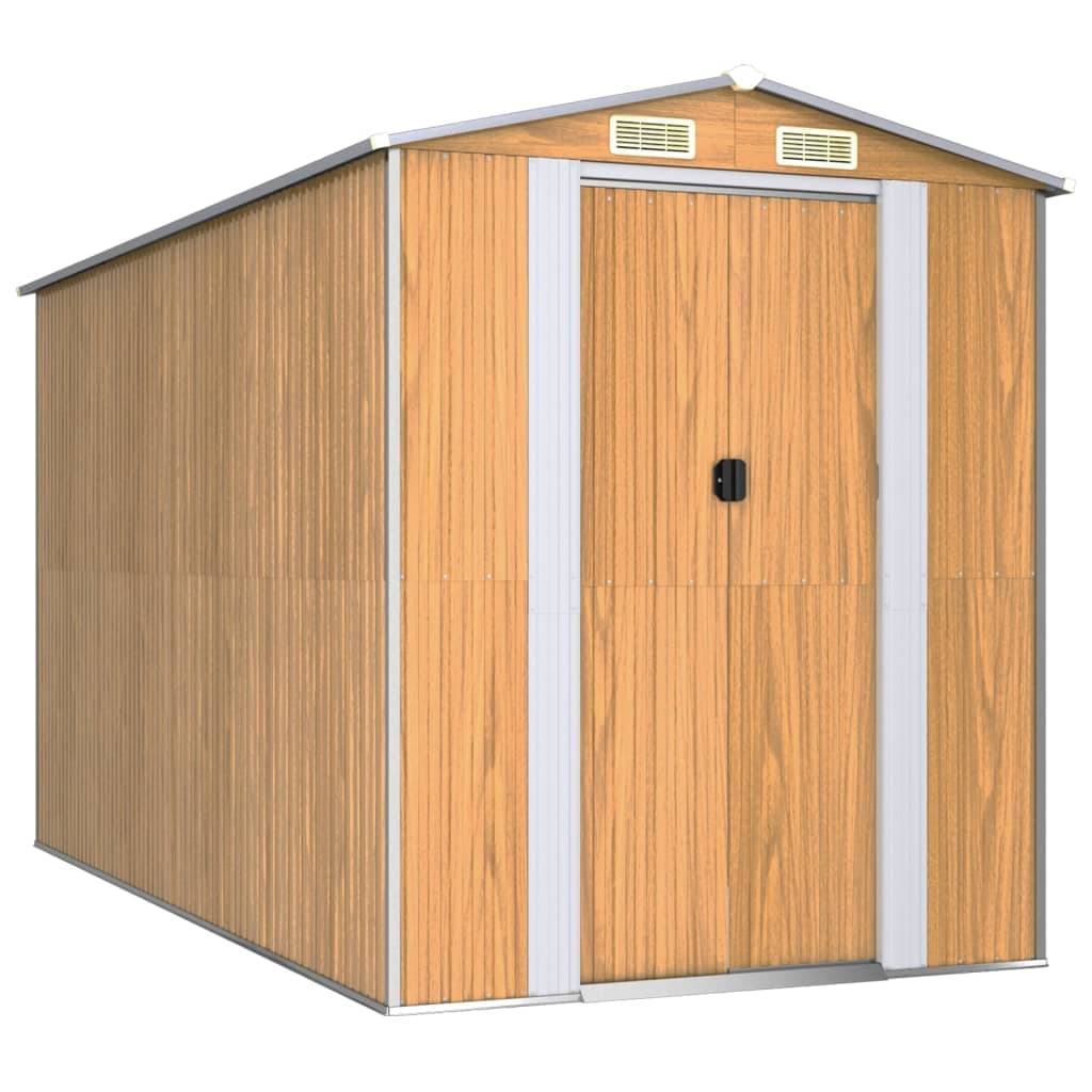vidaXL Abrigo de jardim 192x357x223 cm aço galvanizado castanho